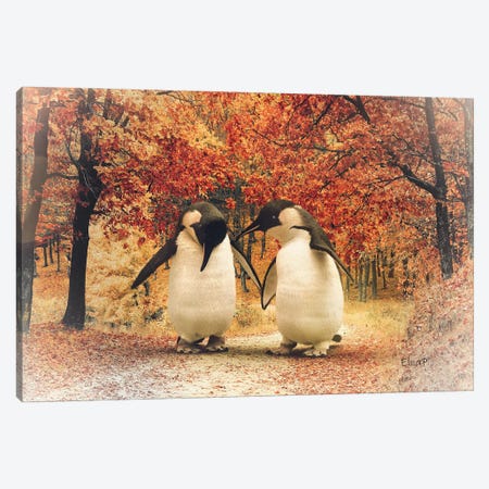 Penguin In The Forest Walking Around Canvas Print #JFY53} by Jauffrey Philippe Canvas Art