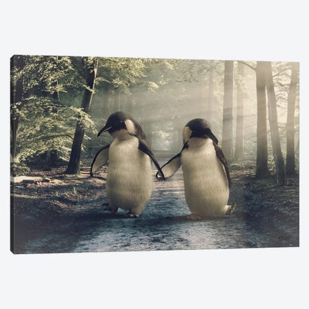 Penguin In The Forest Walking Canvas Print #JFY54} by Jauffrey Philippe Art Print