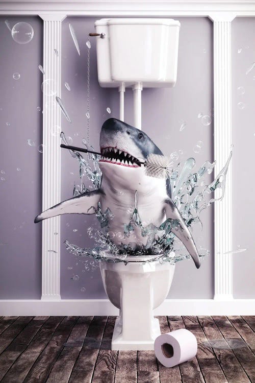 Shark In The Toilet by Jauffrey Philippe wall art