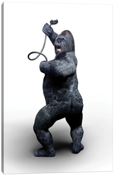 Gorilla Takes A Shower Canvas Art Print - Art Worth a Chuckle