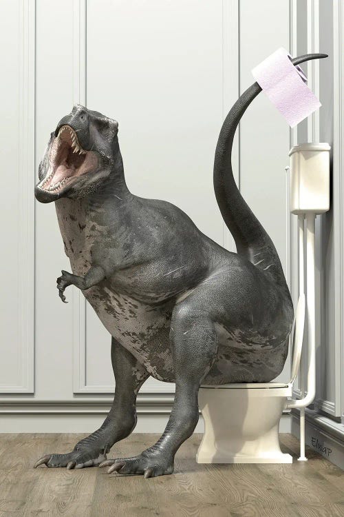 T-Rex In The Toilet by Jauffrey Philippe wall art