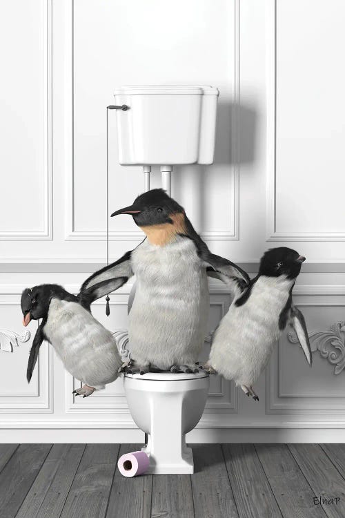 Penguin Gymnasts In The Toilet