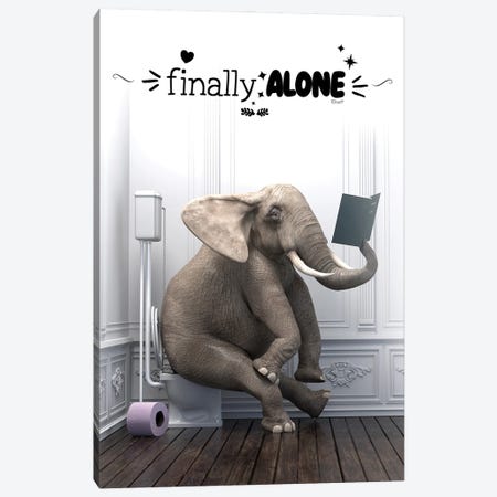 Elephant In The Toilet And Inspirational Phrase Canvas Print #JFY75} by Jauffrey Philippe Canvas Art Print