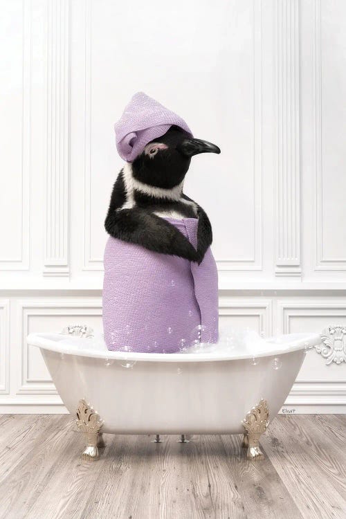 Penguin In The Towel Bath