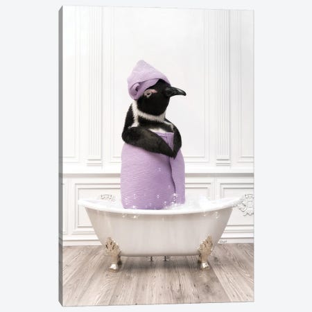 Penguin In The Towel Bath Canvas Print #JFY78} by Jauffrey Philippe Canvas Artwork