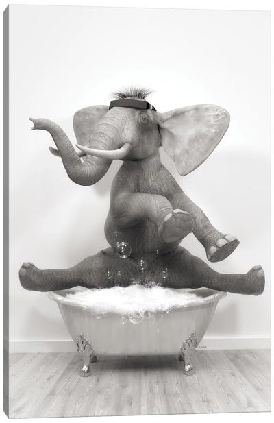 Elephant Gymnast In The Bath Canvas Art Print - Jauffrey Philippe