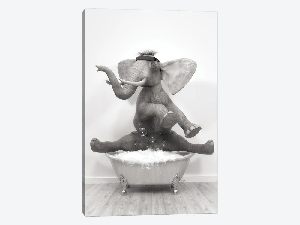 Elephant Gymnast In The Bath by Jauffrey Philippe 1-piece Canvas Artwork