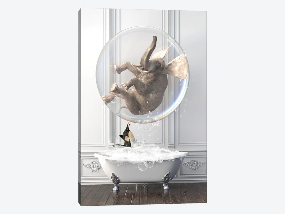 Elephant In The Bath With A Penguin by Jauffrey Philippe 1-piece Art Print