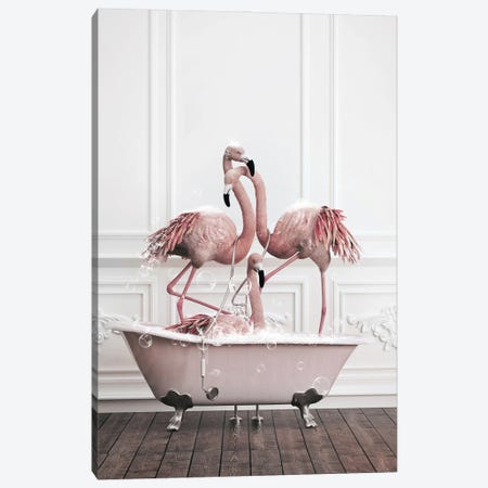 Flamingo In The Bath Canvas Print #JFY88} by Jauffrey Philippe Canvas Print