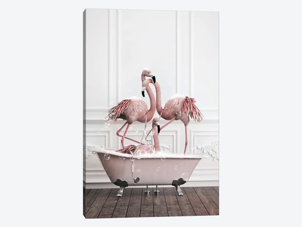 Flamingo In The Bath by Jauffrey Philippe 1-piece Canvas Art