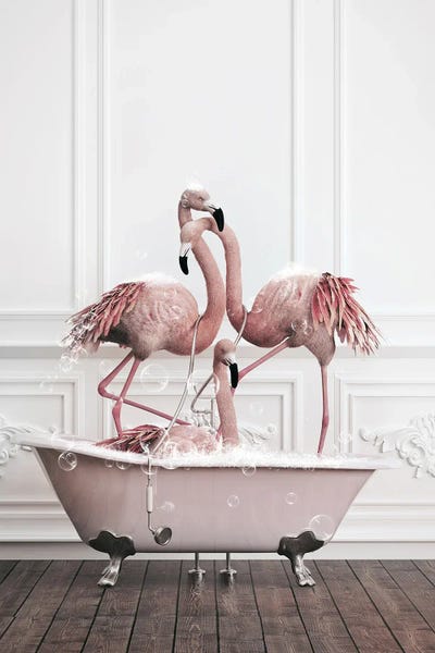 Vintage & Retro: Flamingo In The Bath by Jauffrey Philippe