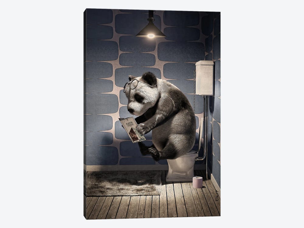 Panda On The Toilet by Jauffrey Philippe 1-piece Canvas Art