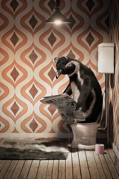 Penguins: Penguin On Toilet by Jauffrey Philippe