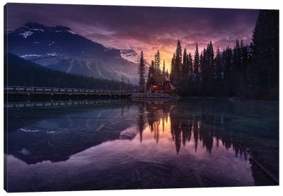 Lake House Sunrise Canvas Art Print