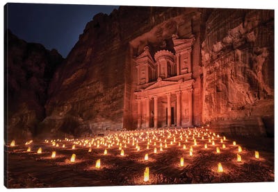 Petra By Night Canvas Art Print - The Seven Wonders of the World