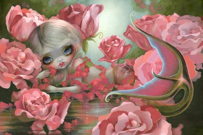 Mermaid With Roses by Jasmine Becket-Griffith framed canvas print