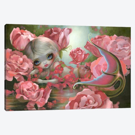 Mermaid With Roses Canvas Print #JGF105} by Jasmine Becket-Griffith Canvas Art Print
