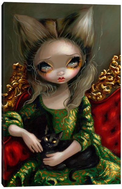 Princess With A Black Cat Canvas Art Print - Black Cat Art