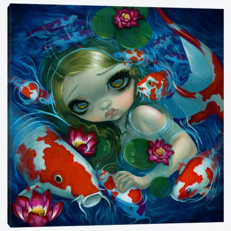 Swimming With Koi Canvas Print #JGF144} by Jasmine Becket-Griffith Canvas Art Print