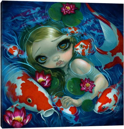 Swimming With Koi Canvas Art Print - Koi Fish Art