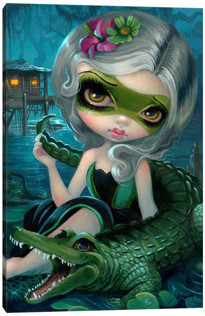 Alligator Girl Canvas Art Print - Crocodile & Alligator Art