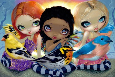 Three Little Birds by Jasmine Becket-Griffith framed canvas print