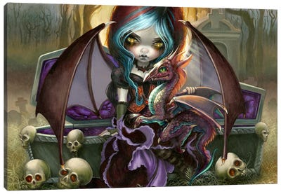 Vampire Dragonling Canvas Art Print - Skull Art