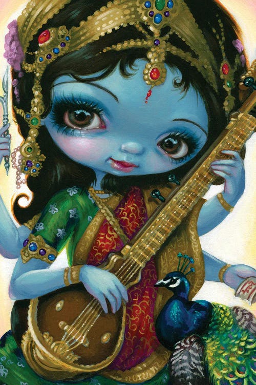 Saraswati Playing Veena by Jasmine Becket-Griffith wall art