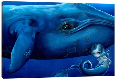 Big Blue Whale Canvas Art Print - Jasmine Becket-Griffith