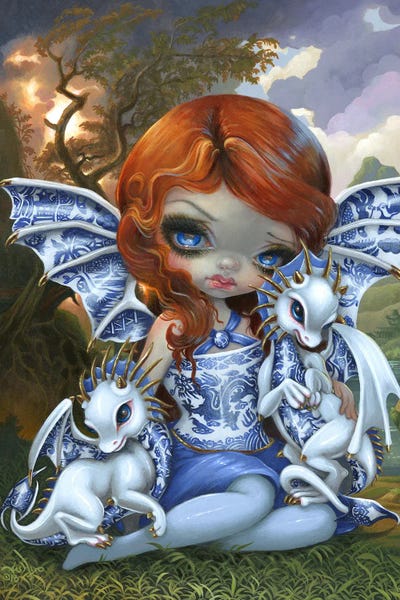 Blue Willow Dragonlings by Jasmine Becket-Griffith metal wall art