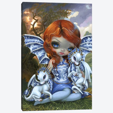 Blue Willow Dragonlings Canvas Print #JGF34} by Jasmine Becket-Griffith Art Print