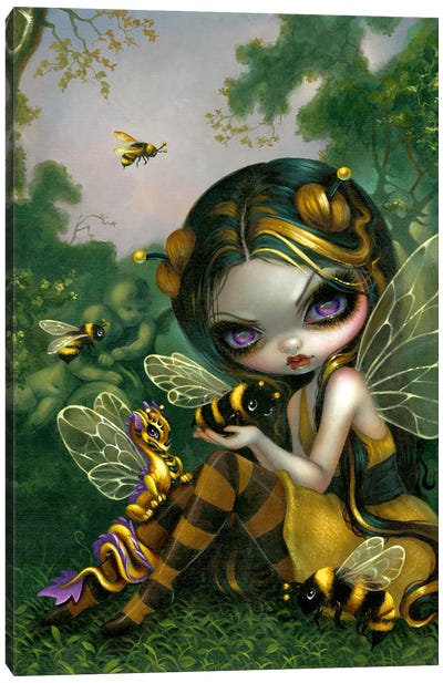 Bumble Bee Dragonling Canvas Art Print - Dragon Art