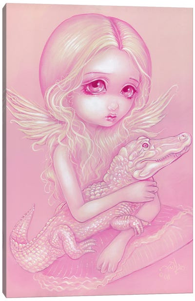 Albino Alligator Angel Canvas Art Print - Crocodile & Alligator Art