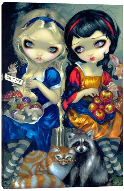 Alice And Snow White Canvas Art Print - Snow White and the Seven Dwarfs