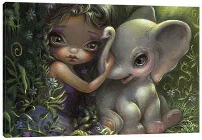 Elephant Friend Canvas Art Print - Fairy Art