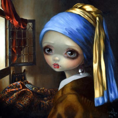 Girl With A Pearl Earring by Jasmine Becket-Griffith metal wall art