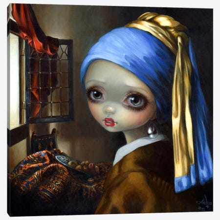 Girl With A Pearl Earring Canvas Print #JGF74} by Jasmine Becket-Griffith Canvas Print