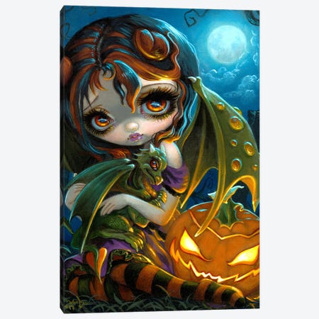Halloween Dragonling Canvas Print #JGF78} by Jasmine Becket-Griffith Canvas Art