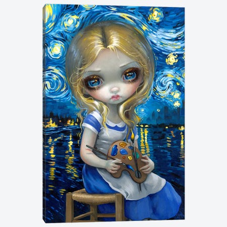 Alice In A Van Gogh Nocturne Canvas Print #JGF8} by Jasmine Becket-Griffith Canvas Art