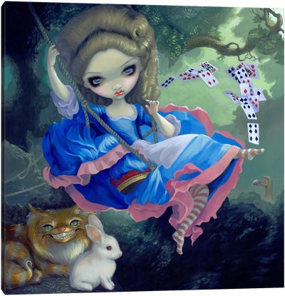 Alice In Fragonards Swing Canvas Art Print - Alice In Wonderland