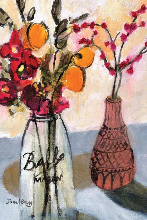 Still Life With Mason Jar And Flowers