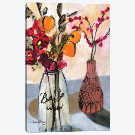 Still Life With Mason Jar And Flowers Canvas Print #JGG11} by Janel Bragg Canvas Print