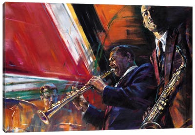 Red Hot Canvas Art Print - Saxophone Art