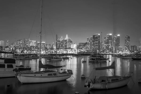 Bright Skyline - San Diego Harbor Night