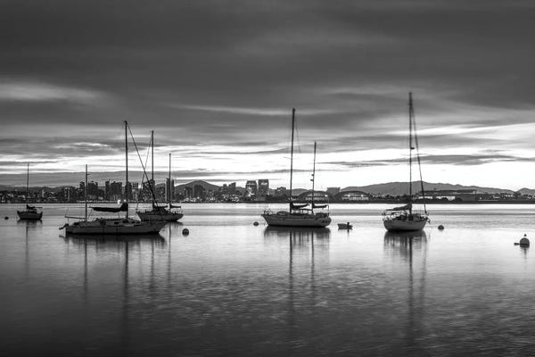 San Diego Harbor Morning Monochrome