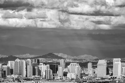 Canvas Print: Clouds Over San Diego Skyline - Dramatic Monochrome by Joseph S. Giacalone - thumbnail