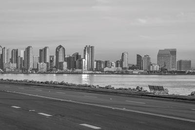 Joseph S. Giacalone - Gallery Posters: San Diego City Skyline - Classic Monochrome by Joseph S. Giacalone