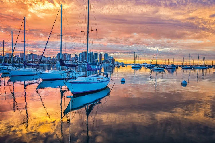 San Diego Harbor In Orange by Joseph S. Giacalone wall art