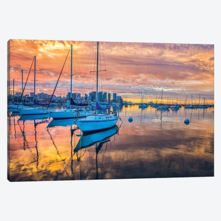 San Diego Harbor In Orange Canvas Print #JGL119} by Joseph S. Giacalone Canvas Art Print