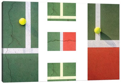 Balls On The Court II Canvas Art Print - Tennis Art